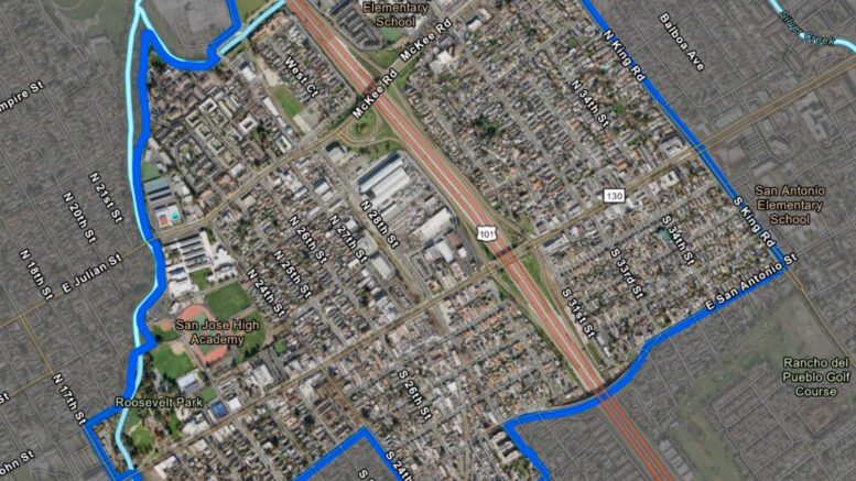 Five Wounds Urban Village Plan with potential historic designations listed, illustration via plan set