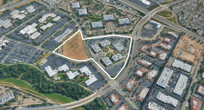 Murphy Village outlined approximately by YIMBY, image via Google Satellite