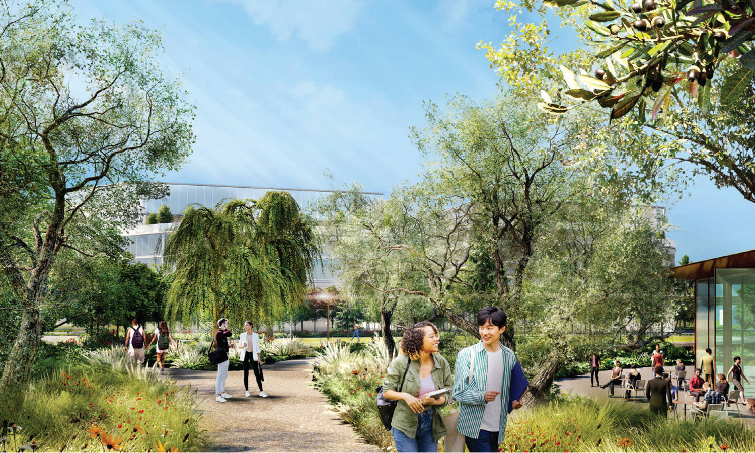 UC Berkeley Space Center at NASA Research Park native and woodland planting, rendering via CEQA
