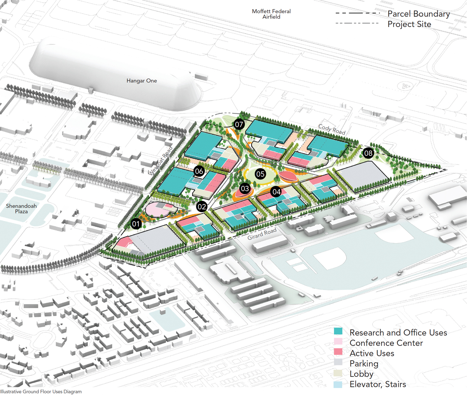 UC Berkeley Space Center at NASA Research Park site plan, illustration via CEQA