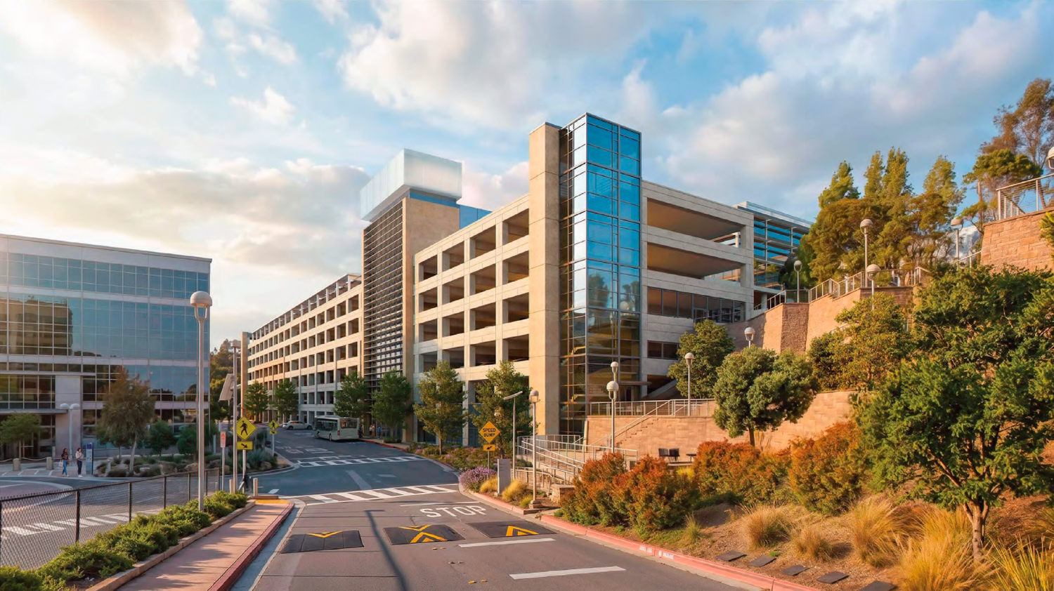 gRED Center parking garage, rendering by CannonDesign and Foster + Partners