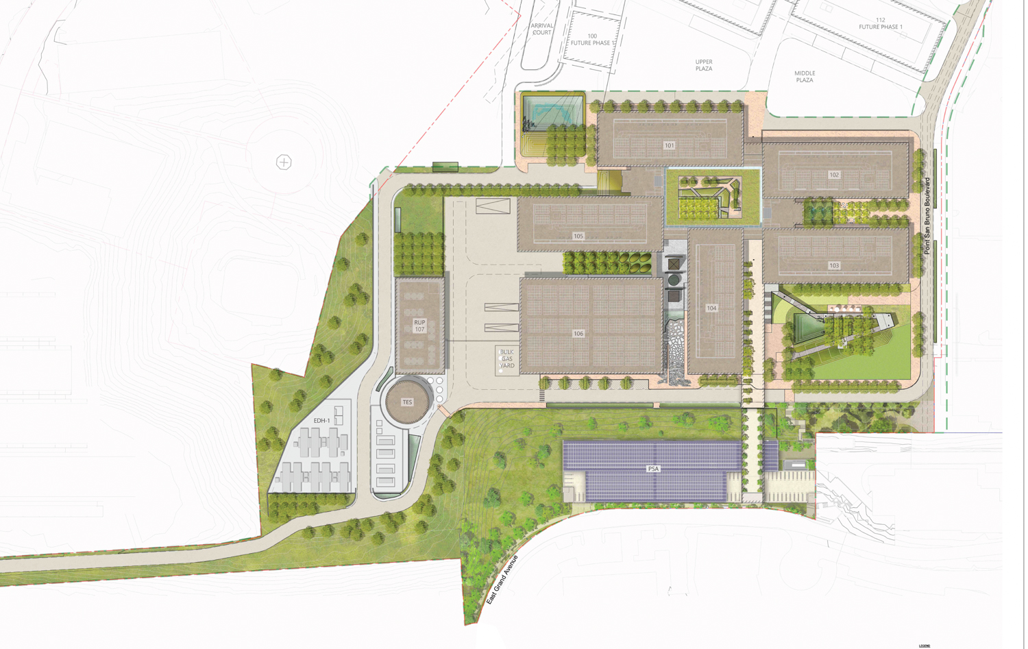 gRED Center site plan, illustration by Foster + Partners