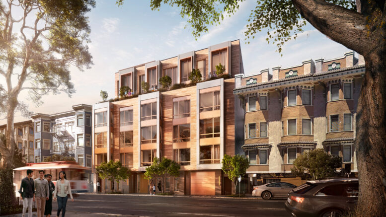 1320 Washington Street pedestrian view, rendering by Handel Architects