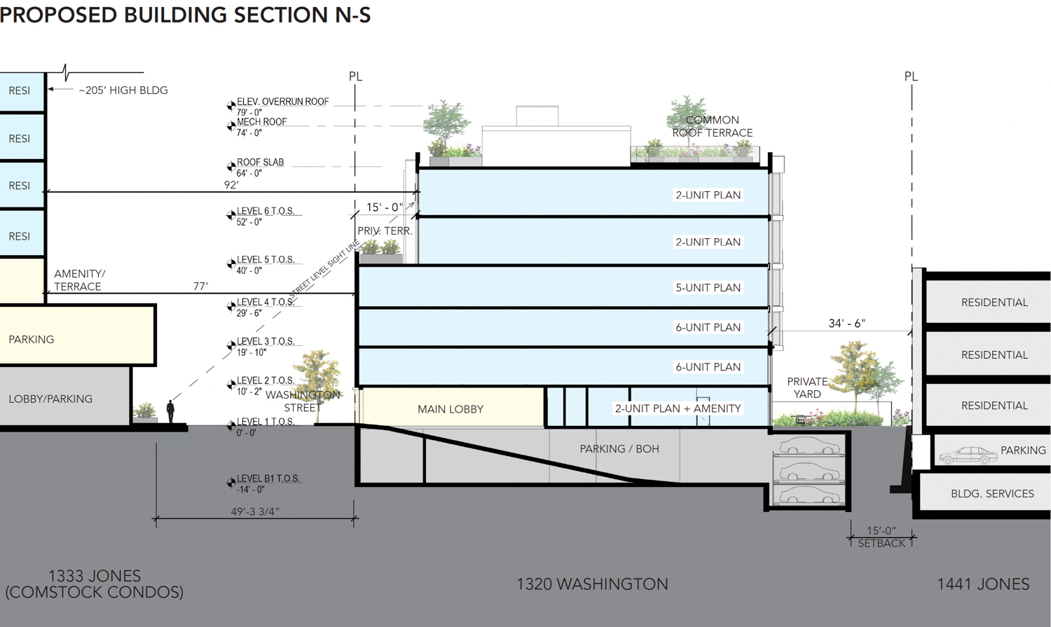 1320 Washington Street vertical cross-section, illustration by Handel Architects