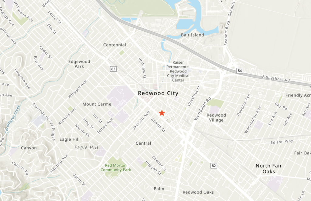 1555 El Camino Real Site Location, image via ArcGIS Online