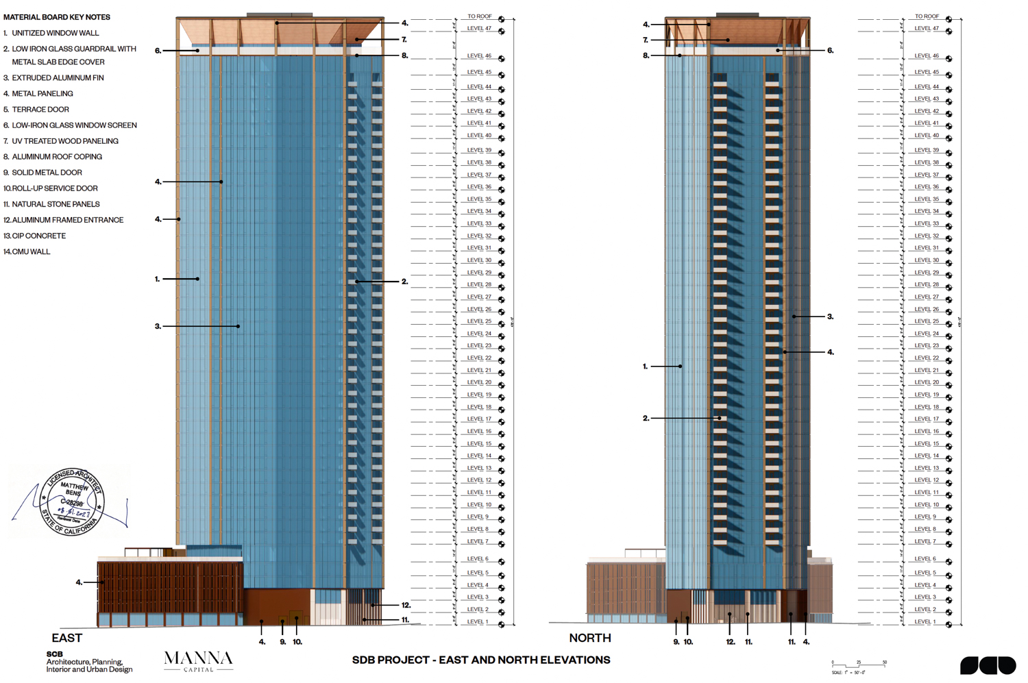 1601 Mission Street vertical elevations, illustration by Solomon Cordwell Buenz
