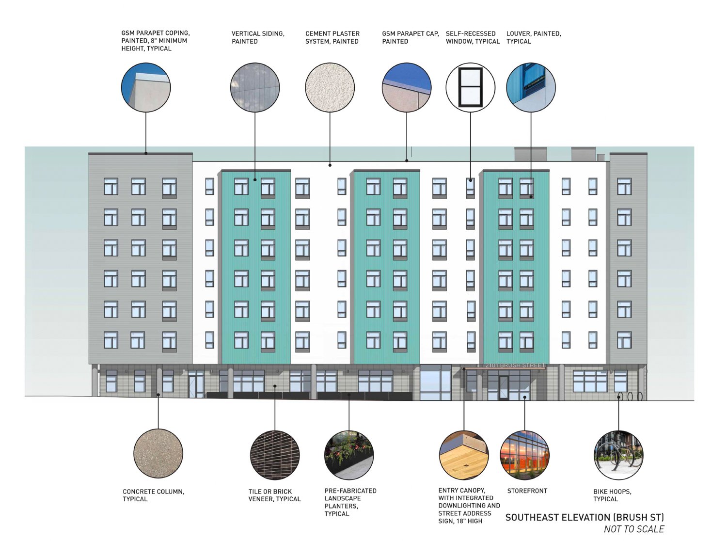 2101 Brush Street facade elevation, illustration by PYATOK