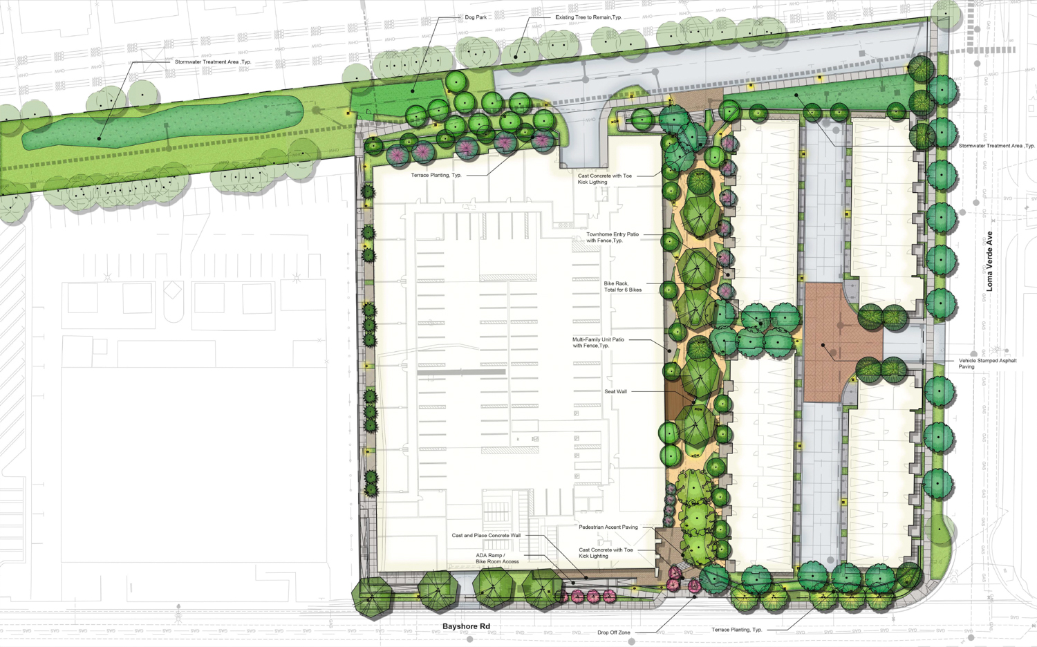 3350 West Bayshore Road site plan, illustration by Guzzardo Partnership