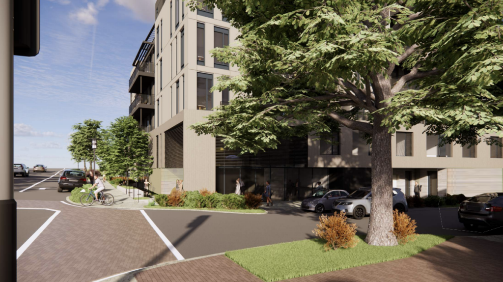 3458 Mount Diablo Boulevard Updated Pedestrian View Rendering, image by Ascend Architecture