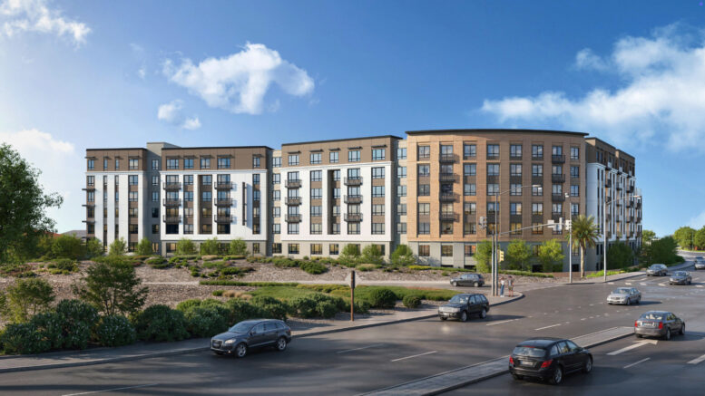 477 East Hillsdale Boulevard pedestrian view, rendering by TCA Architects