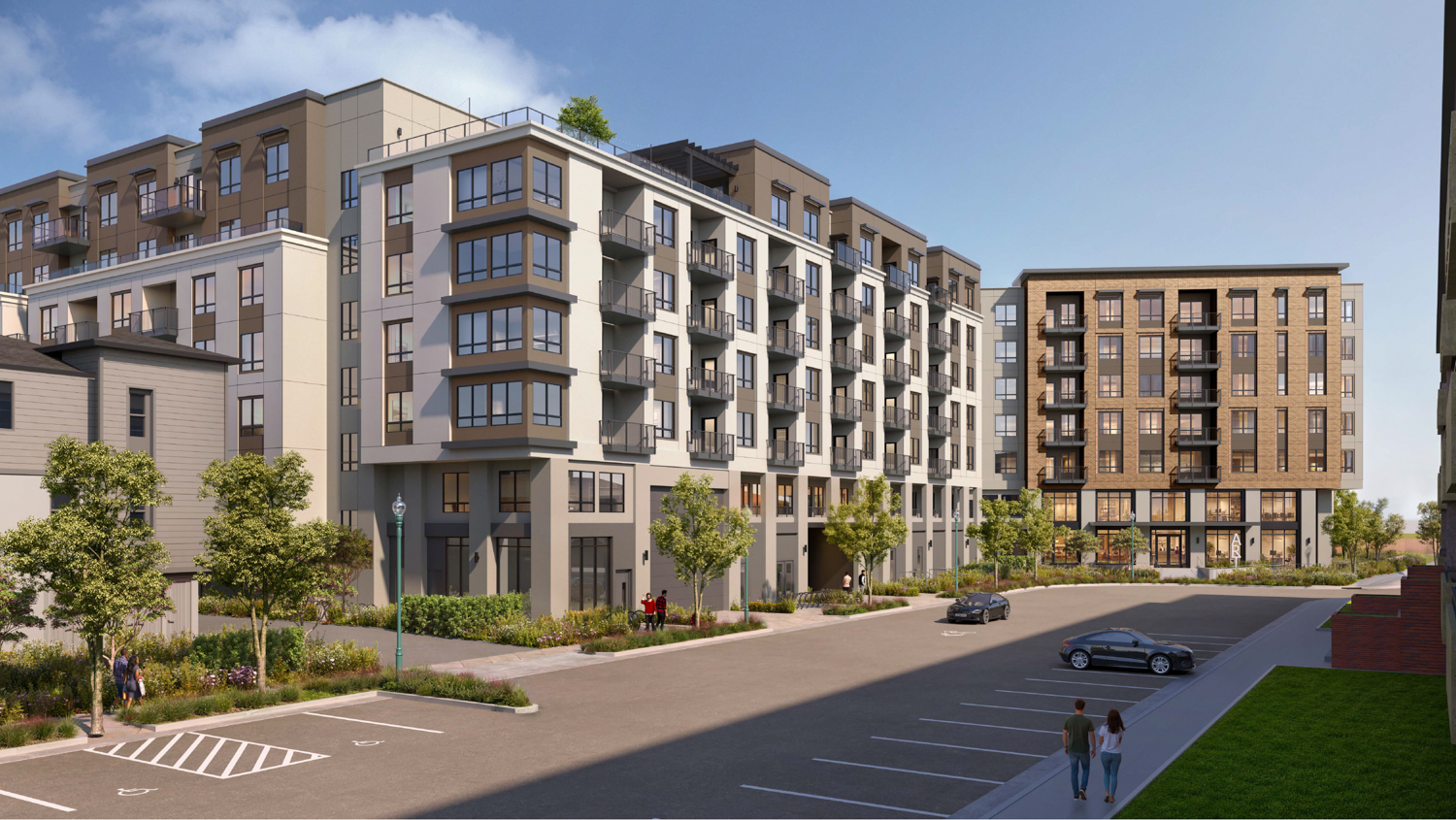 477 East Hillsdale Boulevard surface parking view, rendering by TCA Architects