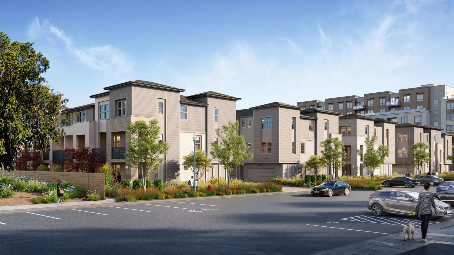 477 East Hillsdale Boulevard townhomes, rendering by TCA Architects