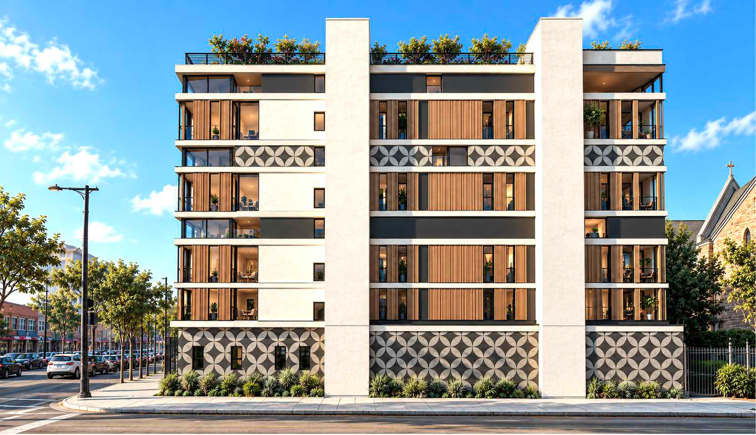 5035 International Boulevard pedestrian view, rendering by Franklin Studios Architecture
