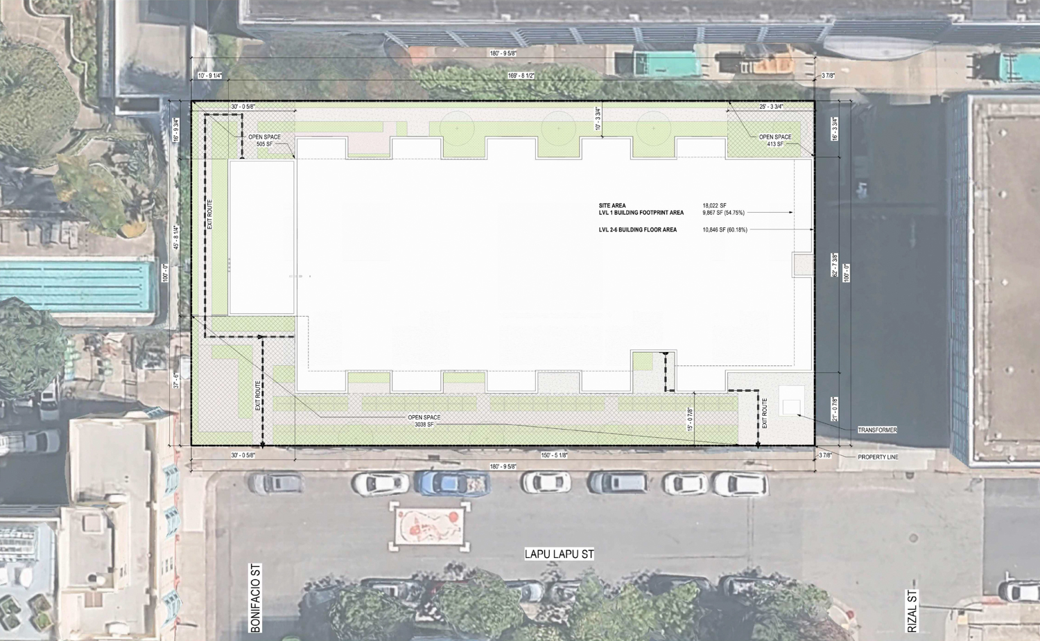 55 Lapu-Lapu Street site plan, illustration by David Baker Architects