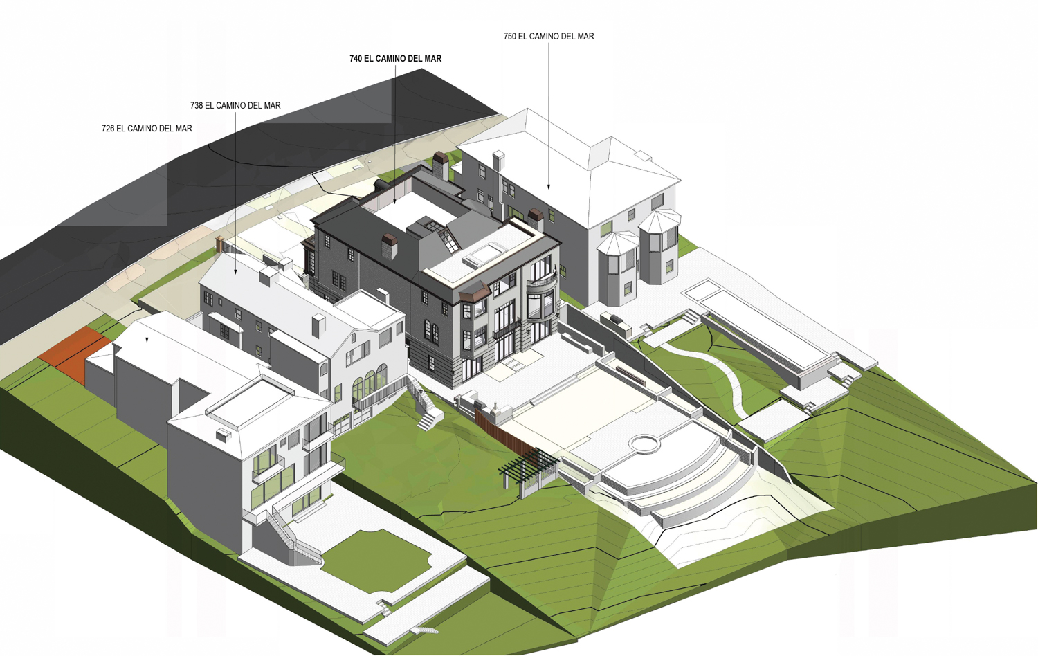 740 El Camino Del Mar, isometric drawing by Richard Beard Architects