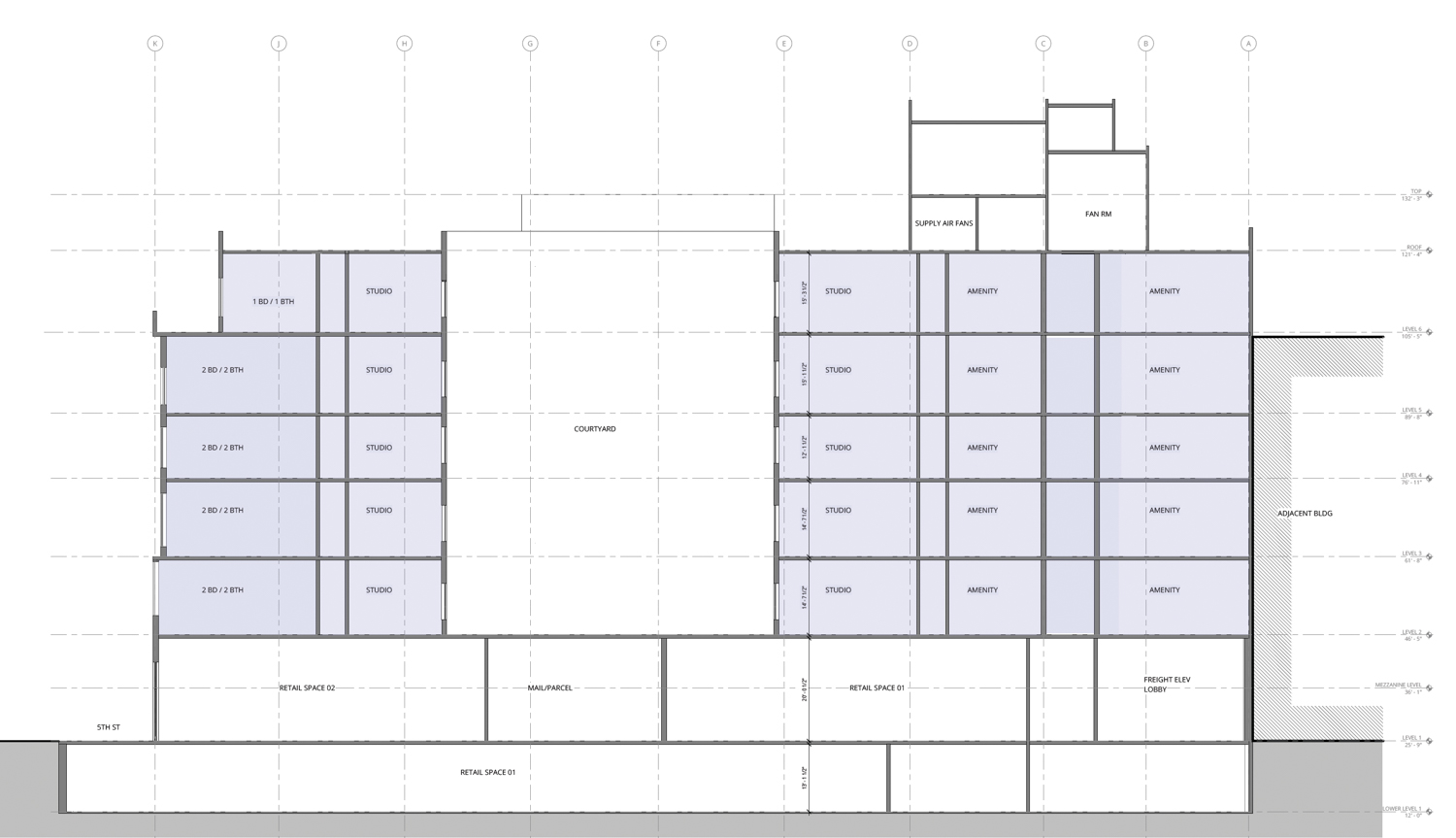 901 Market Street vertical cross-section, illustration by Ankrom Moisan Architects