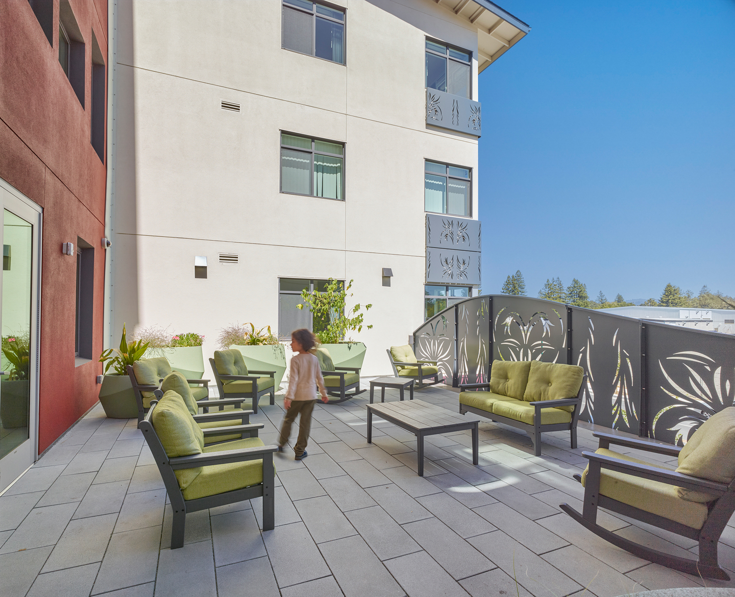 Casa Roseland sun deck, image by Ken Gutmaker courtesy of MidPen Housing