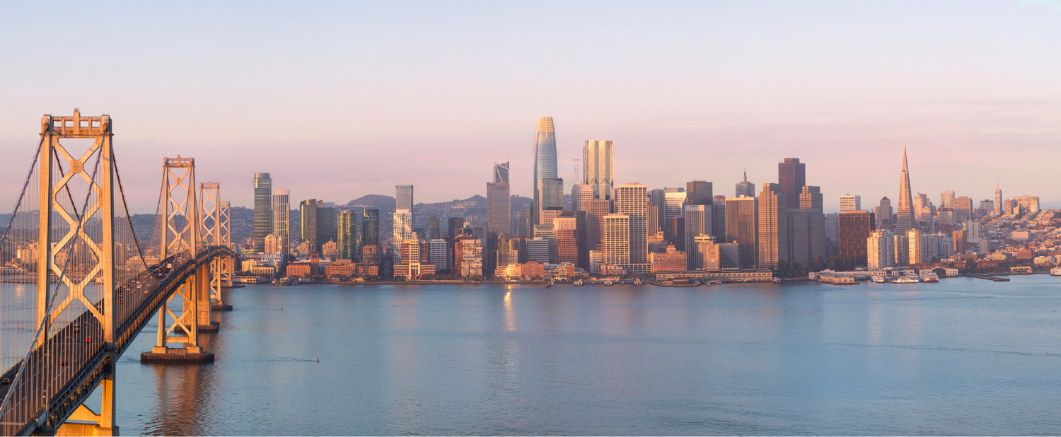 Fifty at First skyline view from above Yerba Buena Island, rendering by Gensler