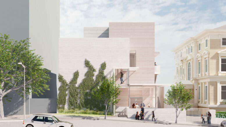 Hamlin School expansion street view, rendering by Mark Cavagnero Associates