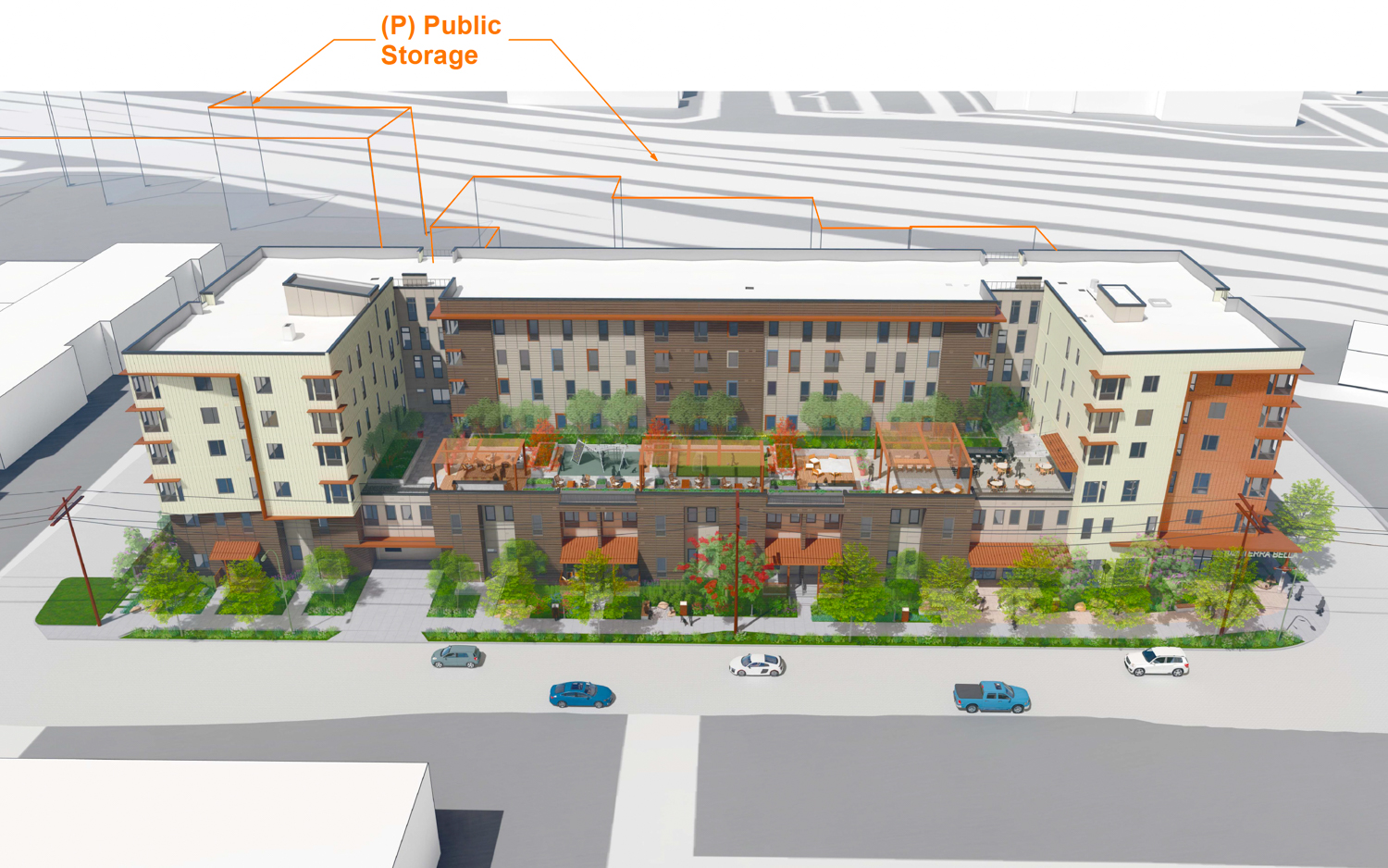 La Bella aerial view, rendering courtesy Van Meter Williams Pollack