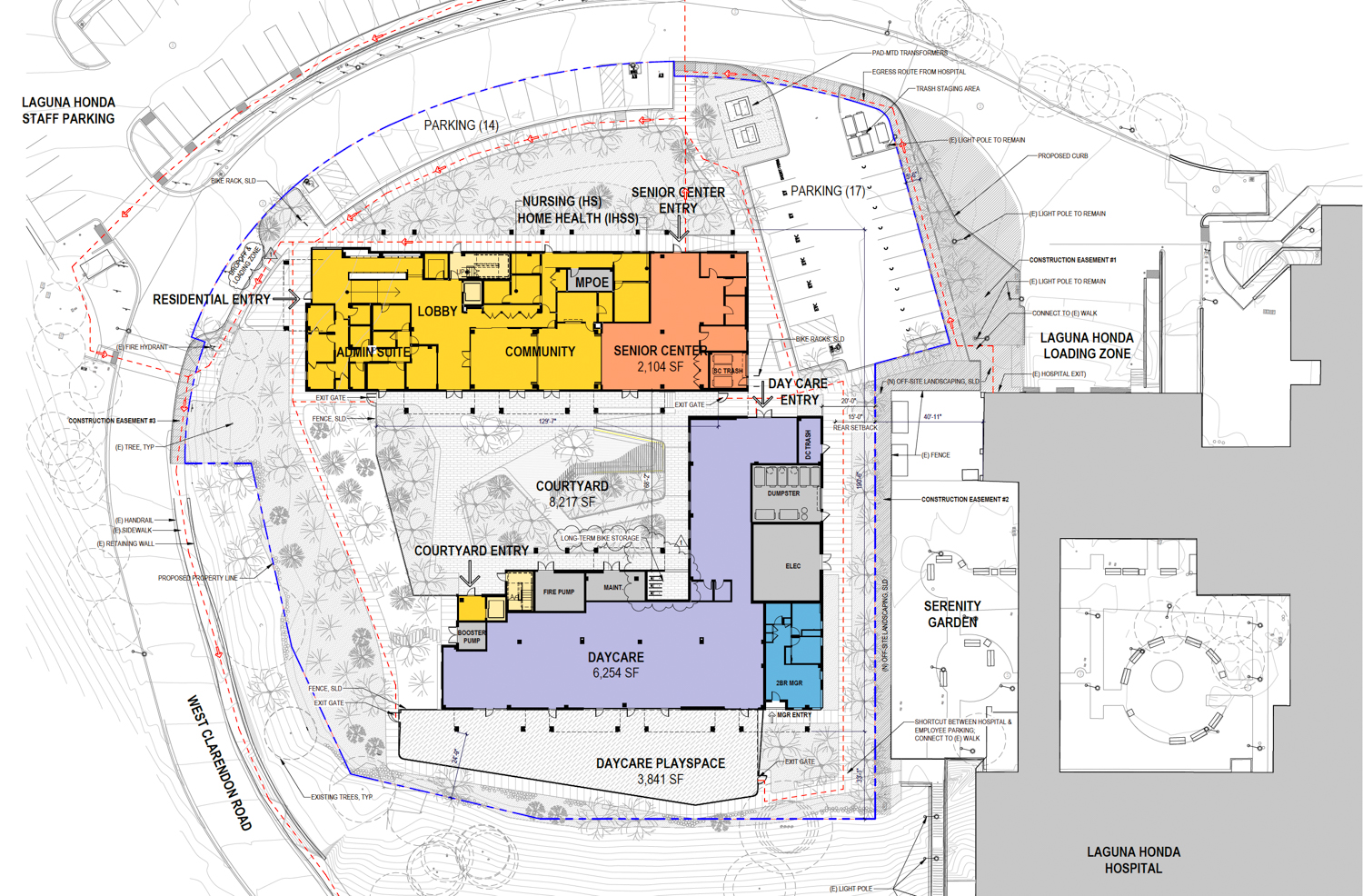 Laguna Honda Senior Housing site plan, illustration by Herman Coliver Locus Architecture